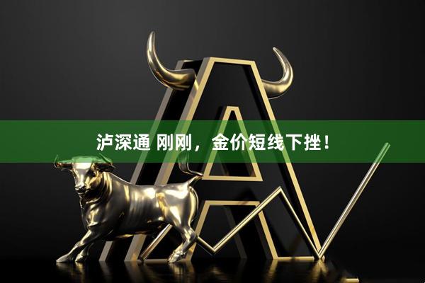 泸深通 刚刚，金价短线下挫！