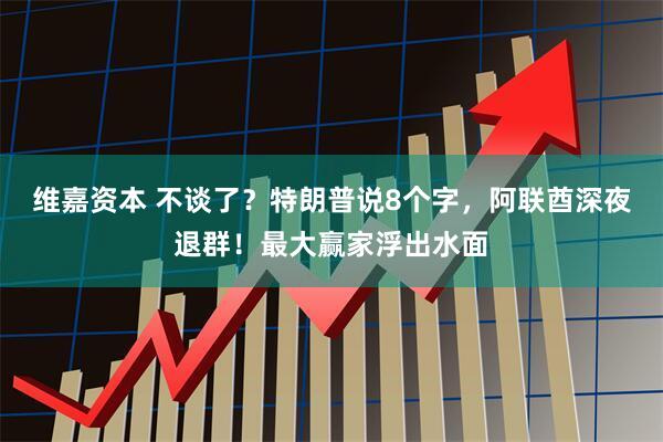 维嘉资本 不谈了？特朗普说8个字，阿联酋深夜退群！最大赢家浮出水面